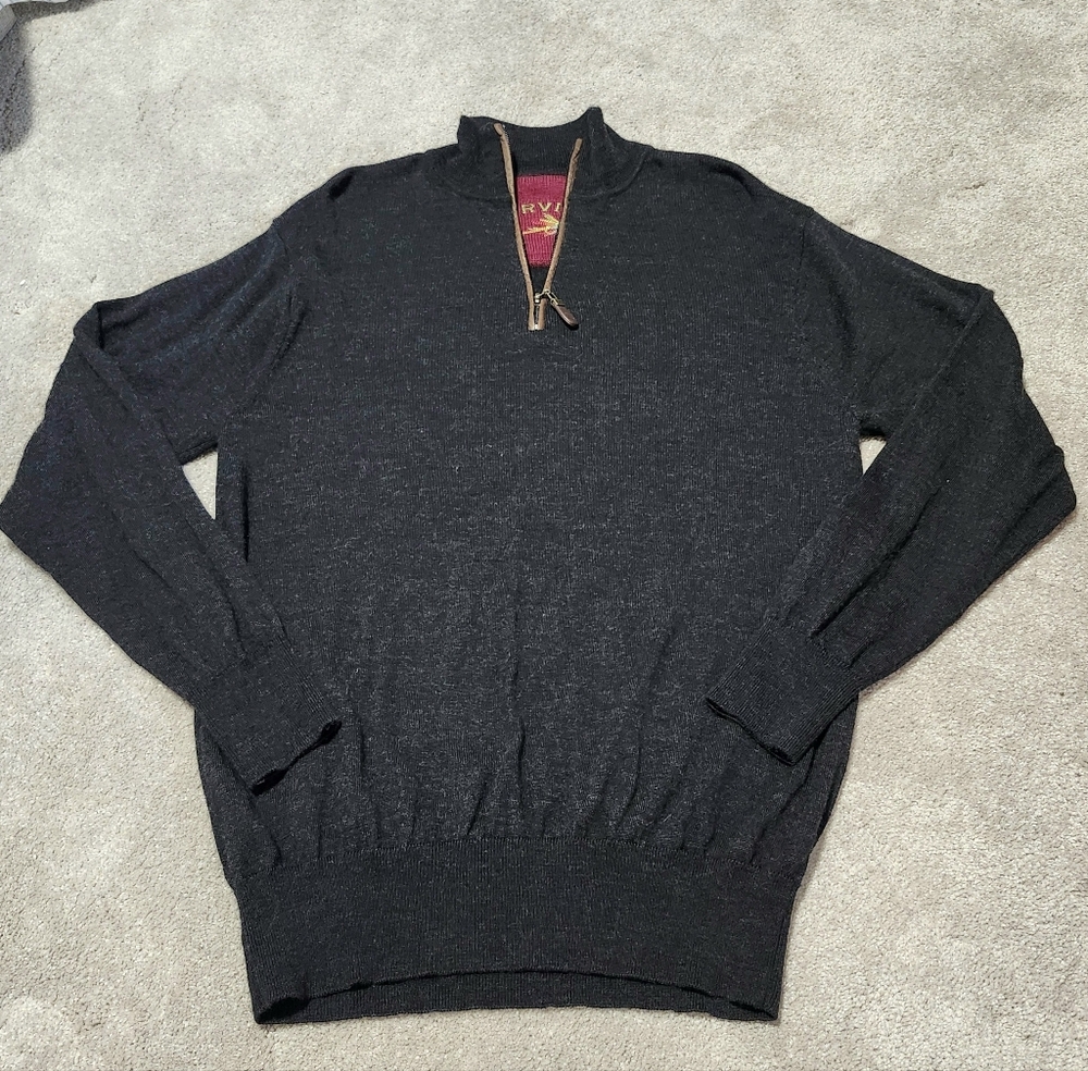 Orvis Men's Merino Wool Quarter-Zip Lightweight Pull-Over Sweater Black Size M - Picture 2 of 8